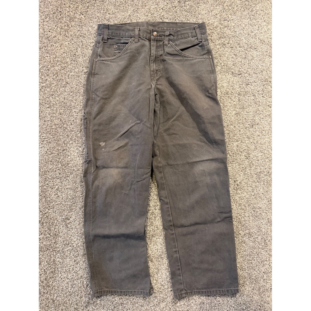 Dickies Carpenter Pants Mens 32x30 Gray Duck Canvas Relaxed Fit Workwear *